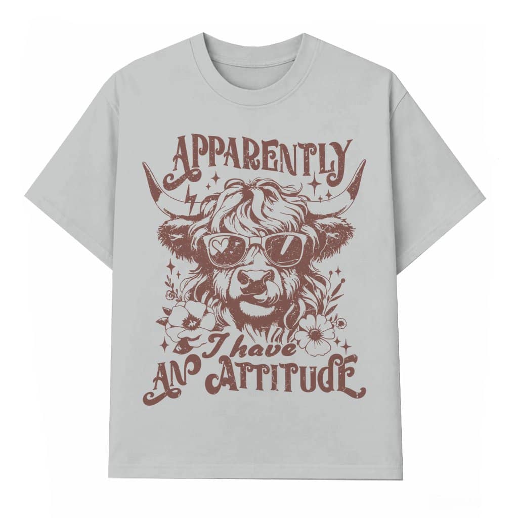Funny Sarcastic Highland Cow T-shirt – Funny Gift for Men Women Western Attitude