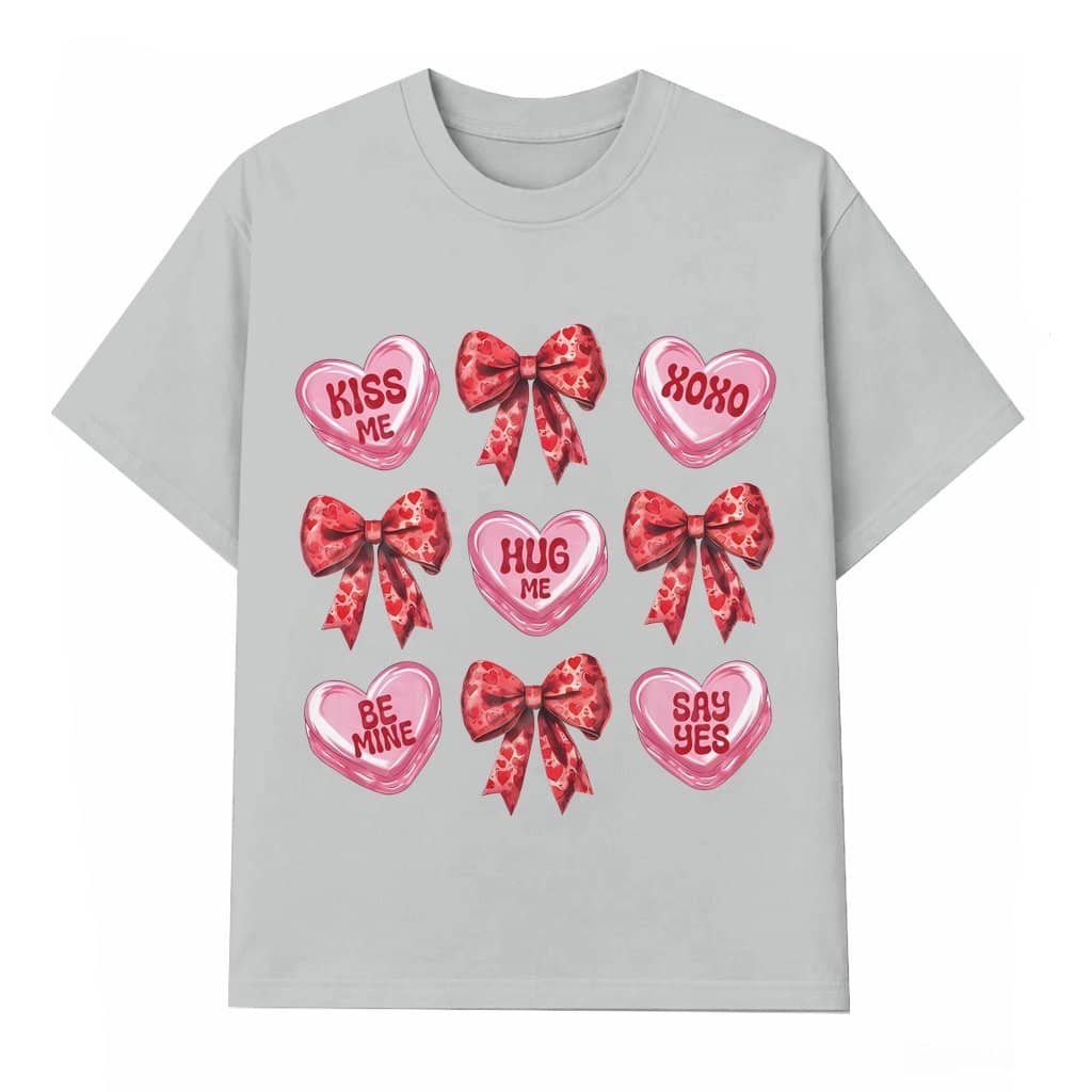 Coquette Candy Heart T-shirt – Valentine's Day Gift for Her Pink