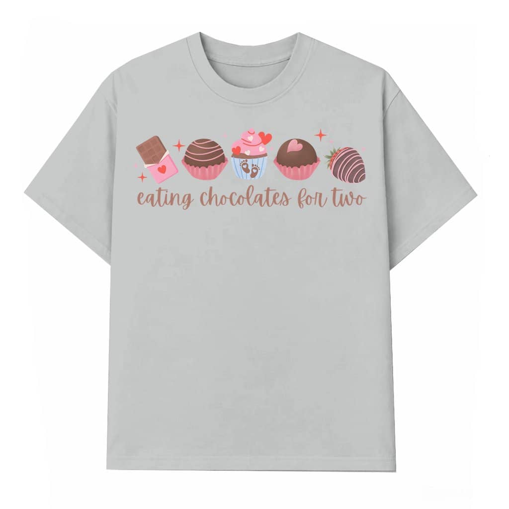 Eating For Two Funny T-shirt – Valentine's Day Pregnancy Announcement Gift for Pregnant Wife