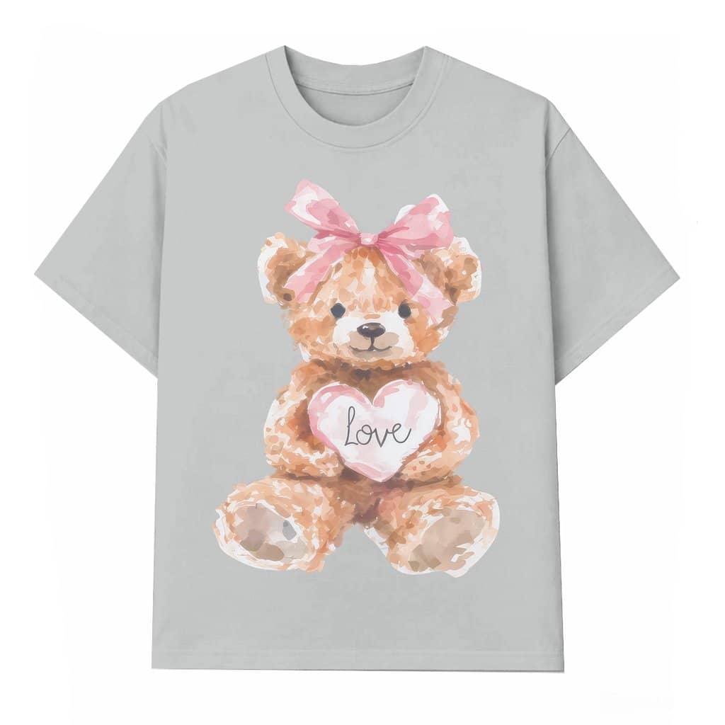 Cute Love Teddy Bear T-shirt – Valentine's Day Gift for Women