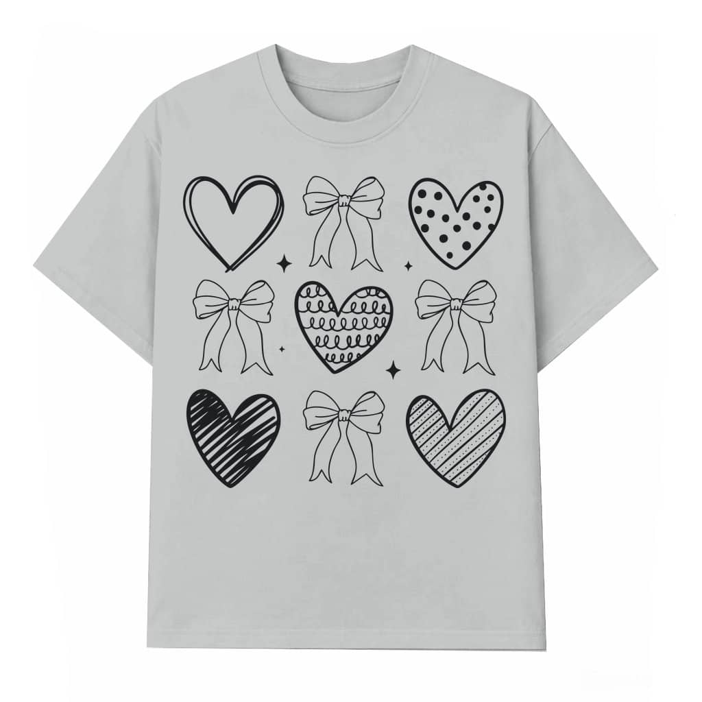Cute Heart Bow T-shirt – Valentine's Day Romantic Gift for Women