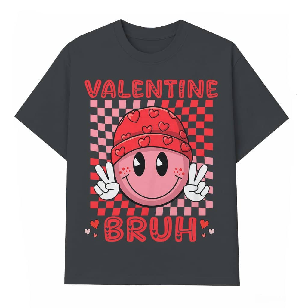 Bruh Heart T-shirt – Valentine's Day Gift for Kids and Couples Retro