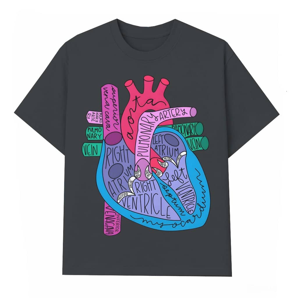 Heart Anatomy Tee – Gift for Nursing Student Med Student Graphic
