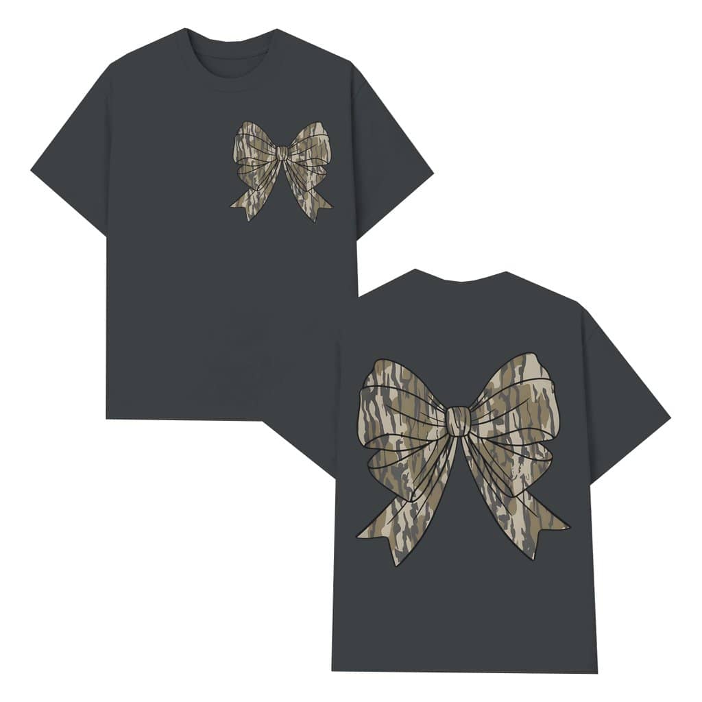 Duck Hunting Coquette Bow T-shirt – Gift for Girls Vintage Camo 2 Sided Print