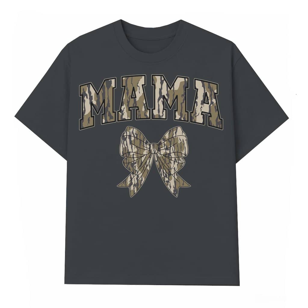 Duck Huntin Mama Camo Coquette Bow T-shirt – Gift for Mama