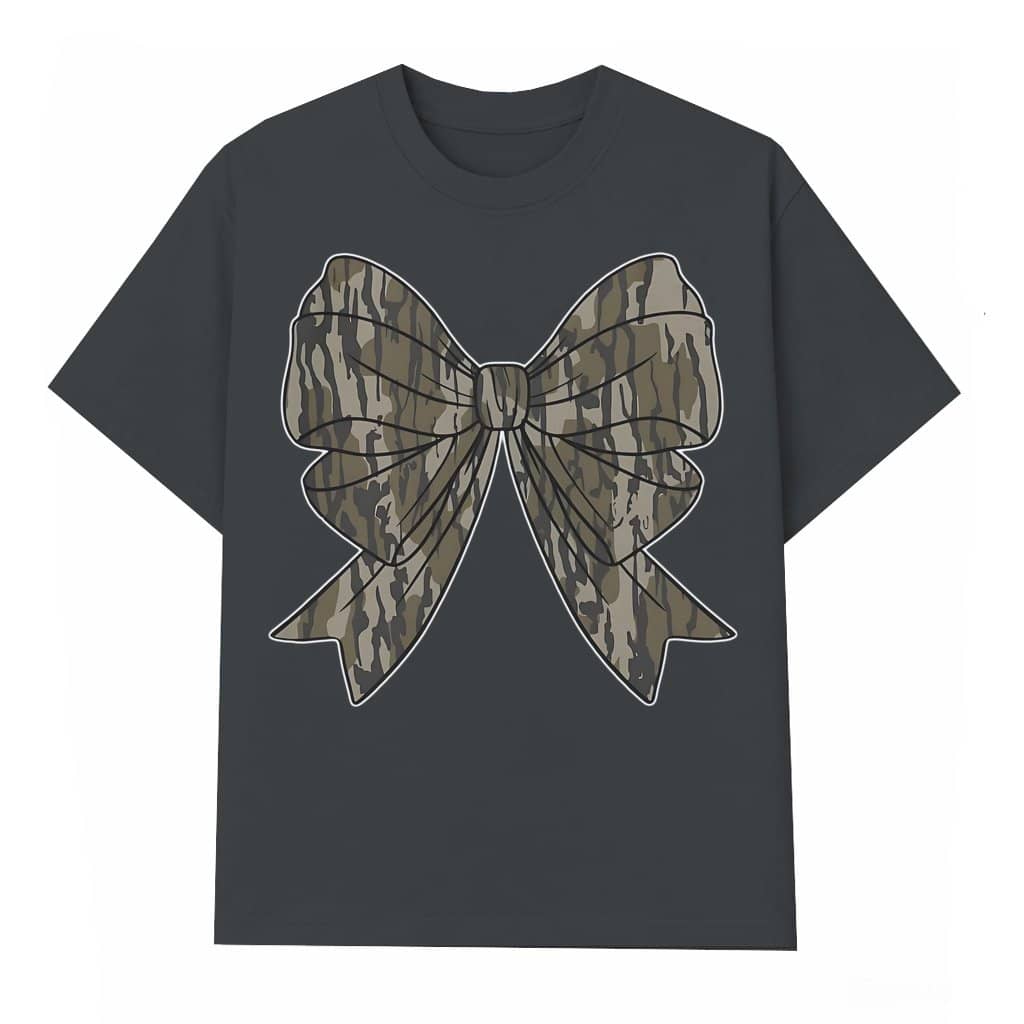 Camo Coquette Bow Old School Duck Hunting T-shirt – Gift for Girls