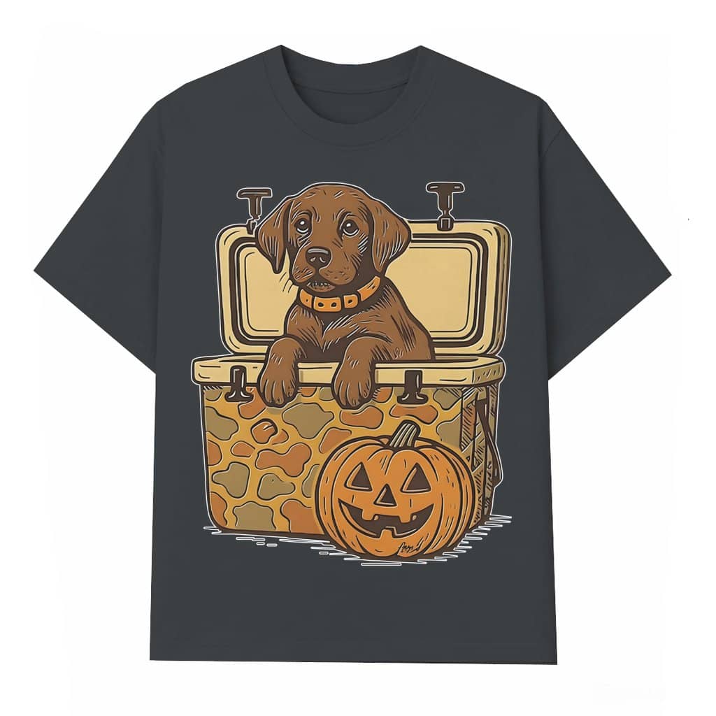 Funny Labrador Pumpkin Camo Cooler T-shirt – Halloween Gift for Dog Lover