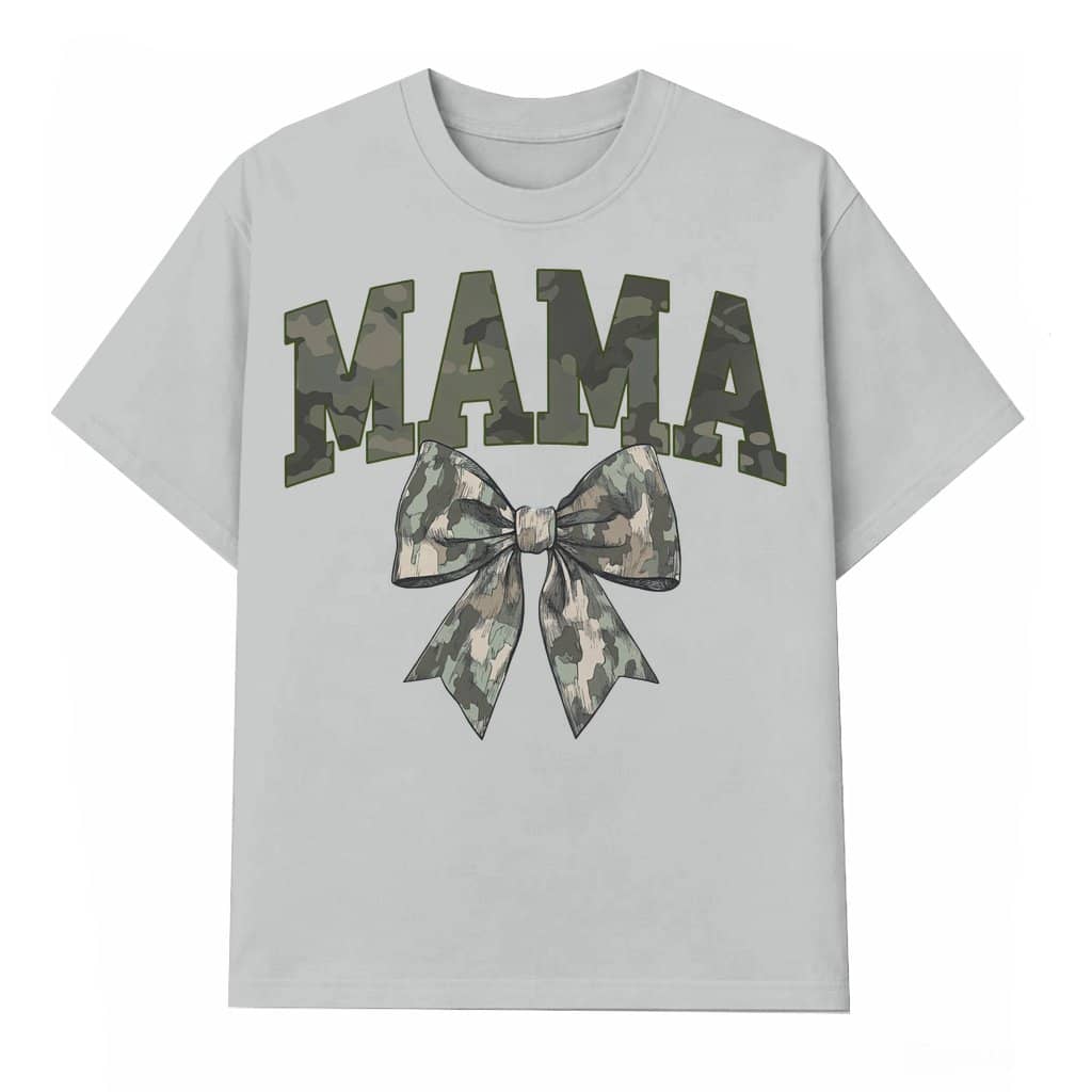 Mama Camo Coquette Bow T-shirt – Mother's Day Gift for Mom Retro Hunting Style