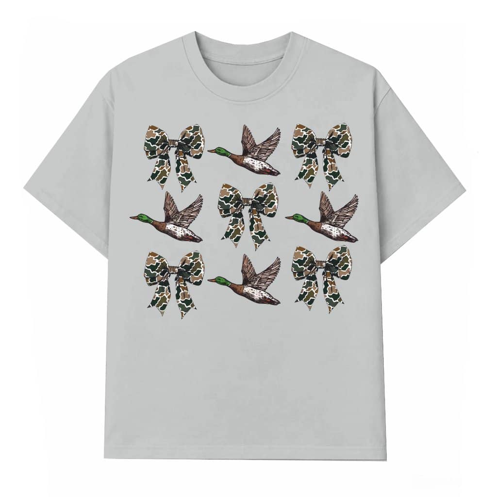 Camo Flying Ducks T-shirt – Birthday Gift for Her Coquette Preppy Duck Hunting