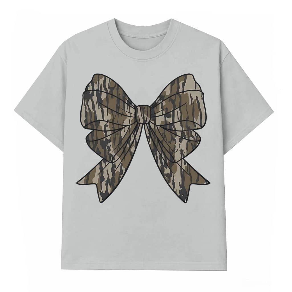 Camo Coquette Bow T-shirt – Duck Hunting Gift for Hunter Vintage Style