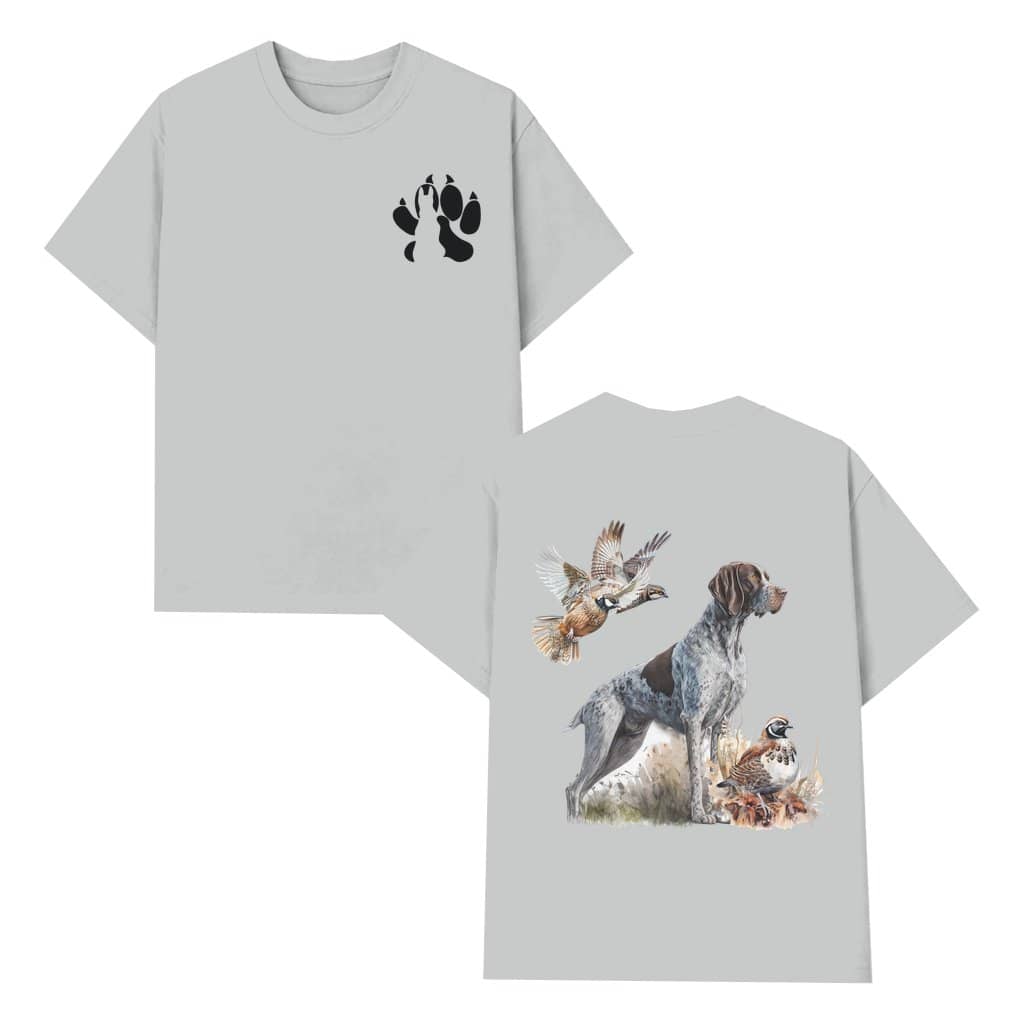 Quail Hunting Pointer Dog T-shirt – Gift for Hunter 2 Sided Print