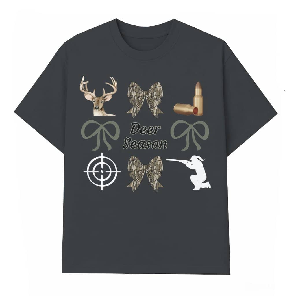 Camo Bow Deer Hunting T-shirt – Hunting Gift for Women Trendy Coquette