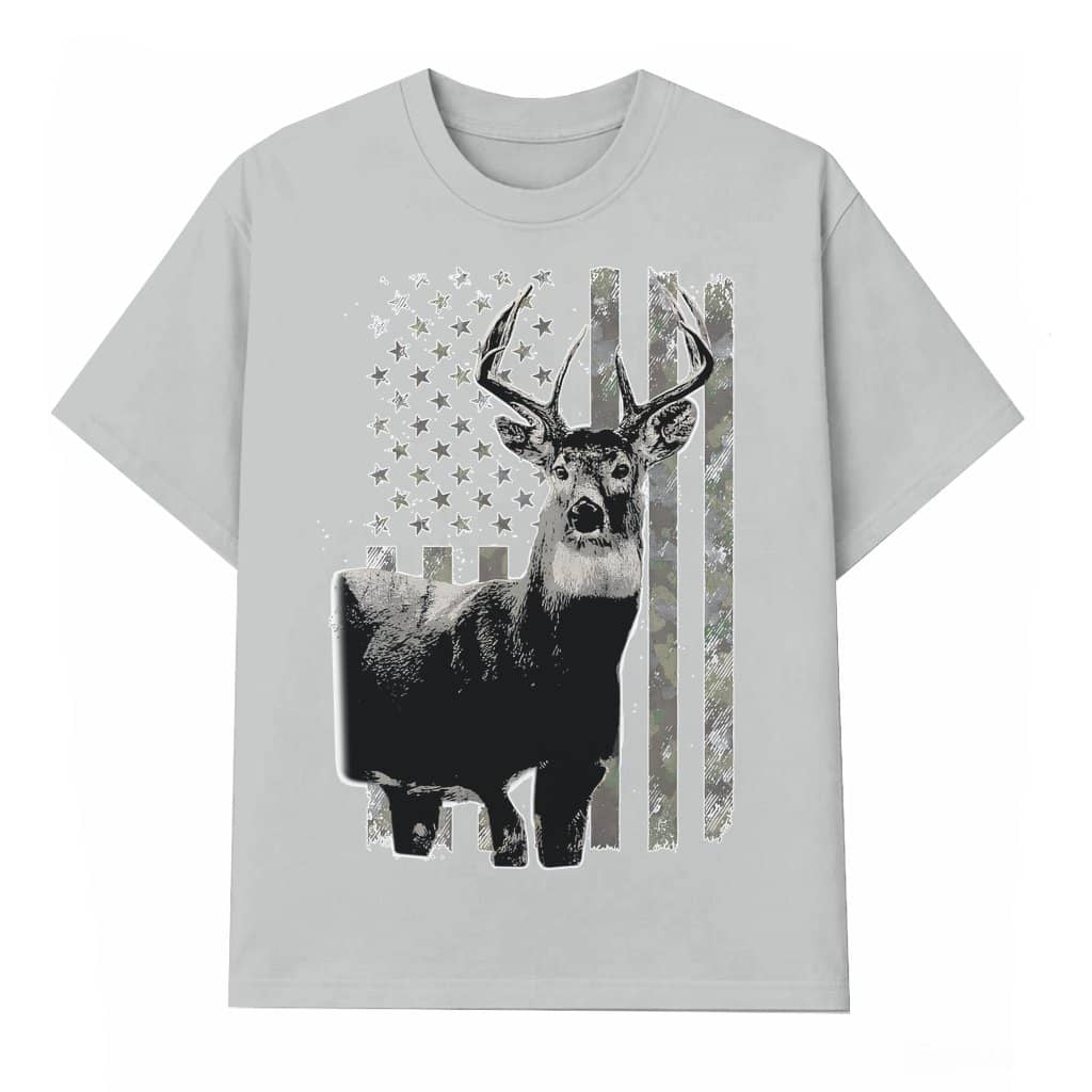 Hunting Camo American Flag Deer Hunting T-shirt – Father's Day Gift for Dad