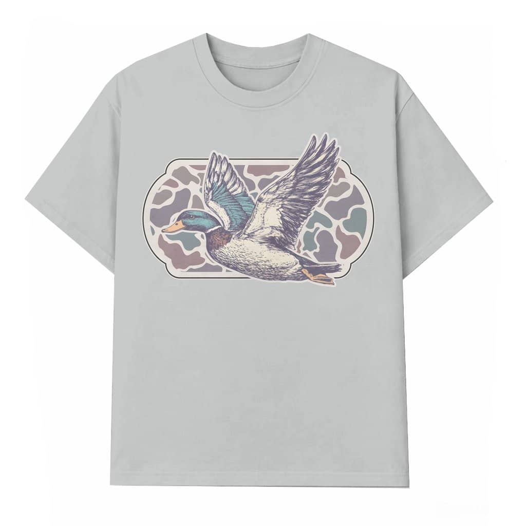 Camo Flying Mallard Duck T-shirt – Hunting Season Gift for Her Vintage