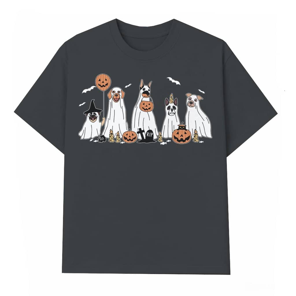 Vintage Ghost Dog T-shirt – Halloween Spooky Gift for Men Women