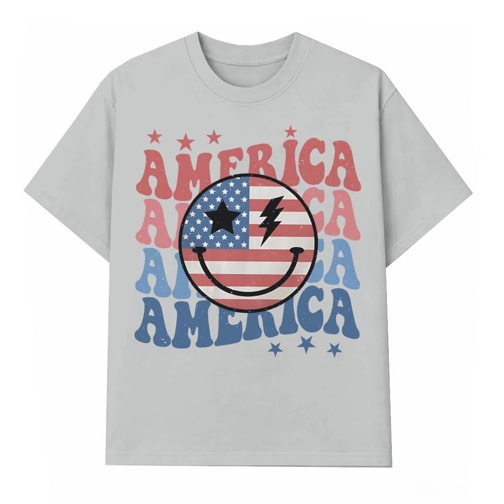 Smiling America T-shirt – 4th Of July Patriotic Gift Retro Vintage