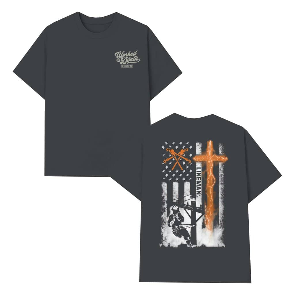Lineman American Flag T-shirt – Gift for Christian Electrician Men