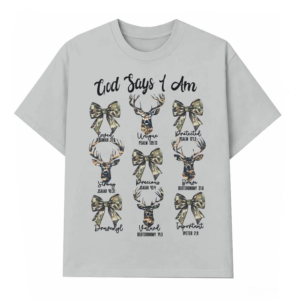 Christian Hunting Camo Deer Bow T-shirt – Gift for Women