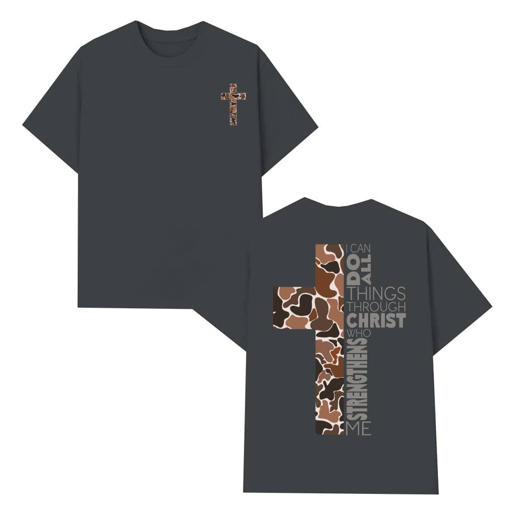 Faithful Christian Camo Cross T-shirt – Christian Gift for Believers Outdoorsmen Philippians 4:13