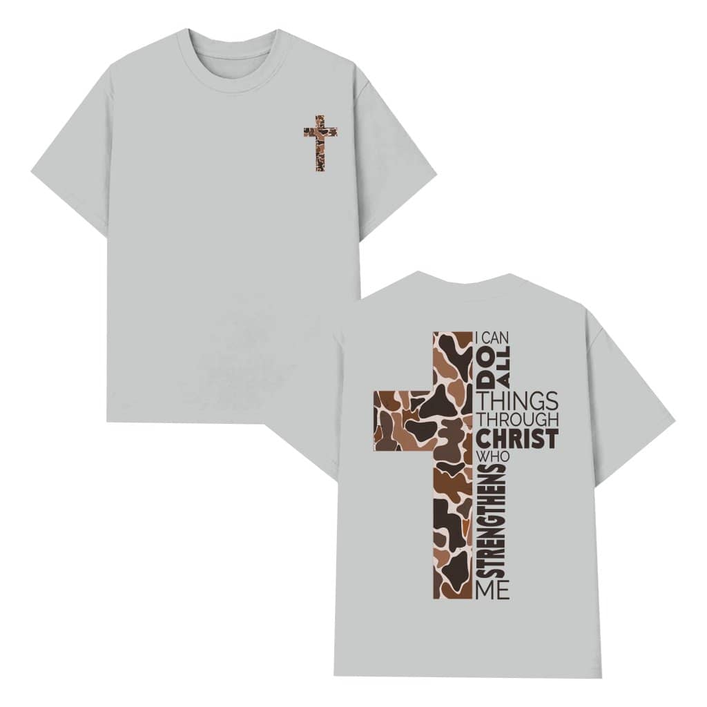 Camo Cross Philippians 4:13 T-shirt – Birthday Gift for Christian