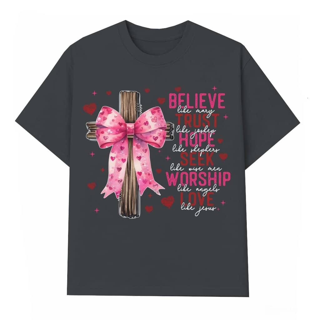 Cute Coquette Jesus T-shirt – Valentine's Day Christian Bible Verse Gift for Her