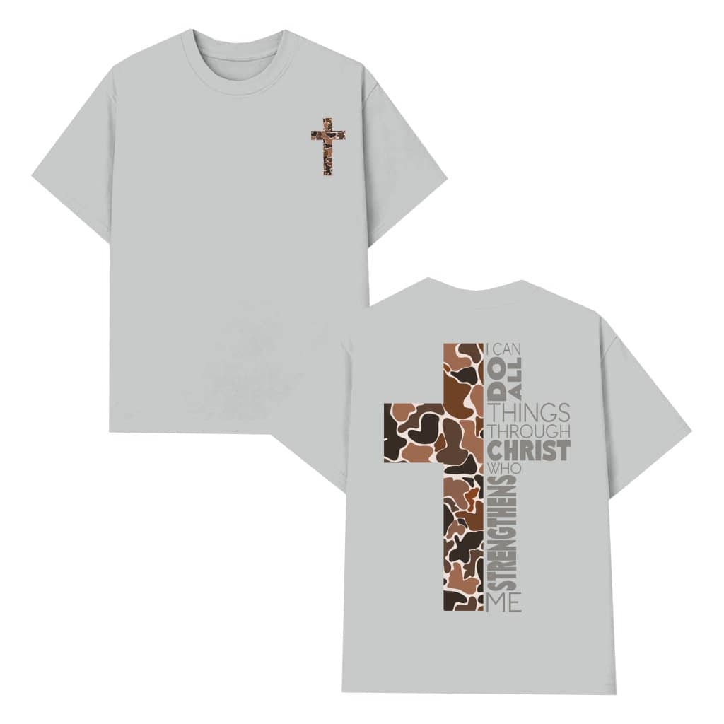 Christian Camo Cross T-shirt – Hunting Gift for Hunters Philippians 4:13
