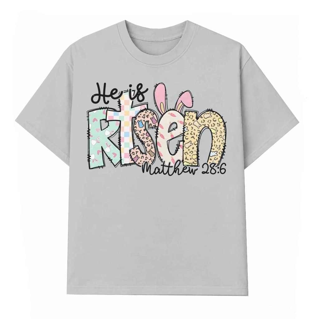 He Is Risen Easter Bunny T-shirt – Easter Gift for Women Cute Christian
