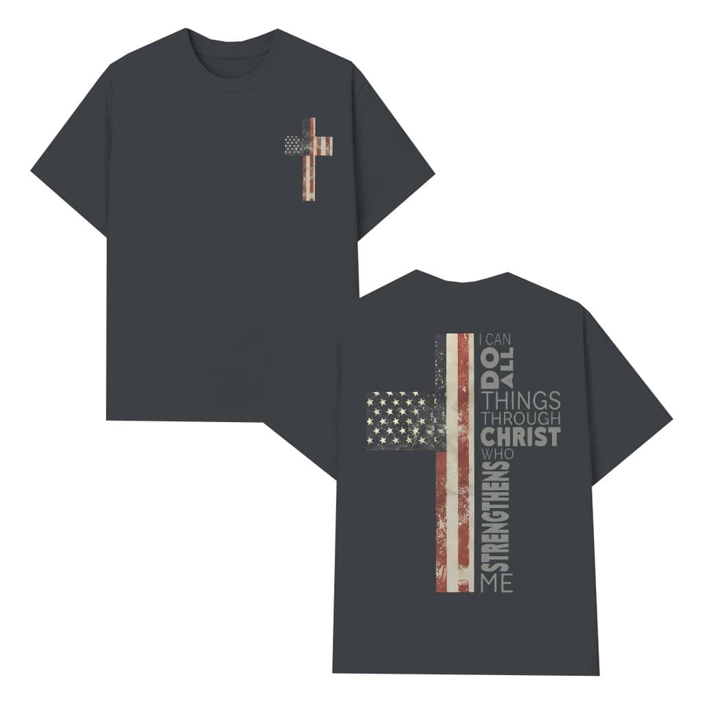 American Flag Cross T-shirt – Patriotic Christian Gift for Men