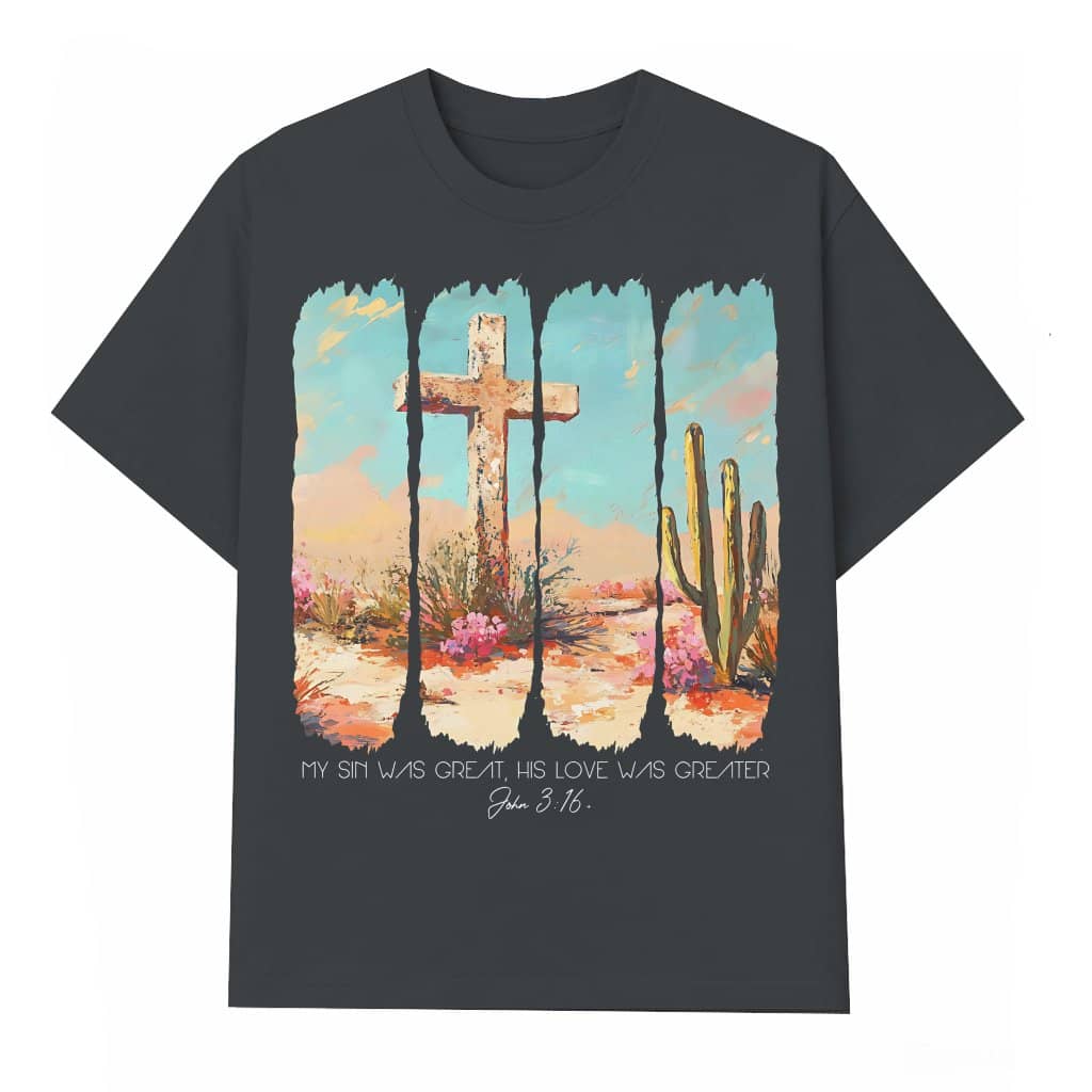 Christian Easter T-shirt – Watercolor Cross Religious Gift