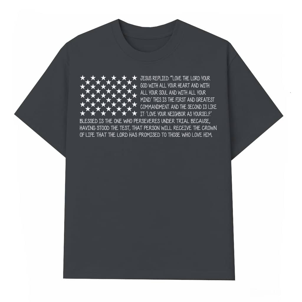 Christian Bible Verse T-shirt – Christian Gift for Men USA Flag