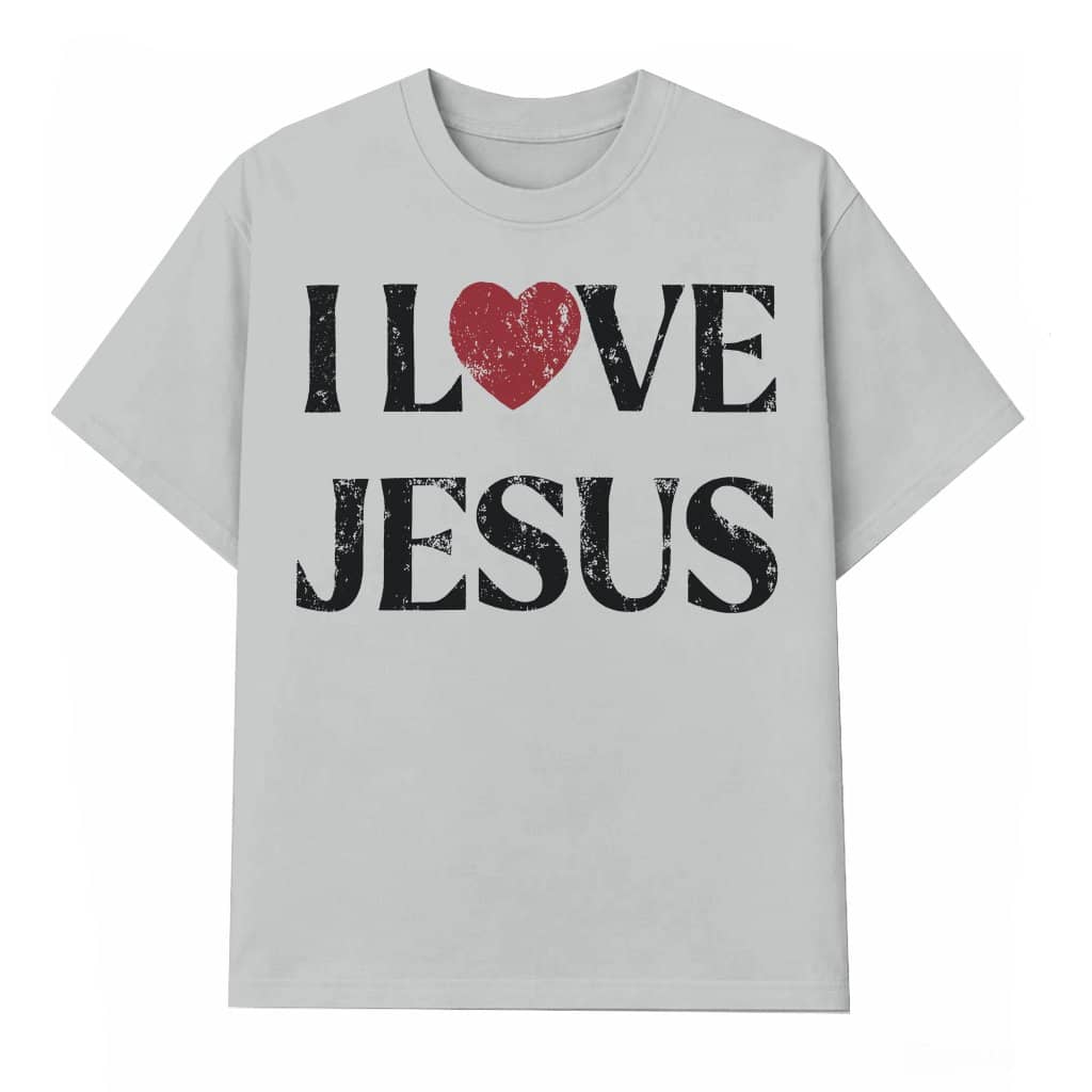 I Love Jesus T-shirt – Christian Faith Gift for Him or Her Retro Distressed