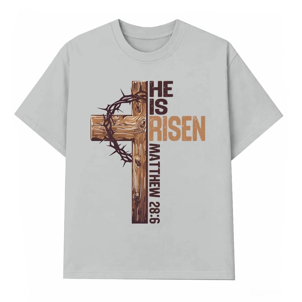 He Is Risen Easter Cross T-shirt – Christian Easter Gift for Him Her