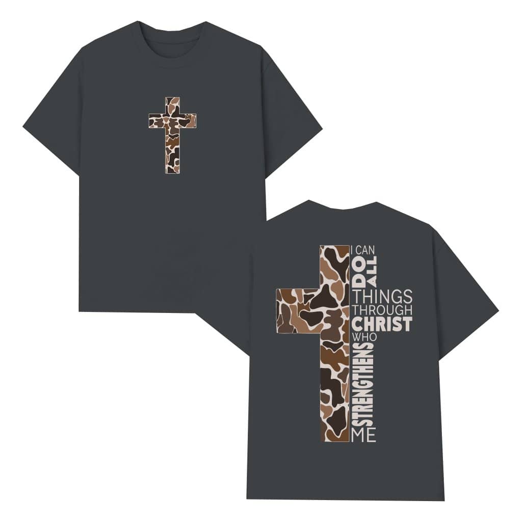 Christian Camo Cross 'I Can Do All Things' T-shirt – Christian Gift Inspiring Classic