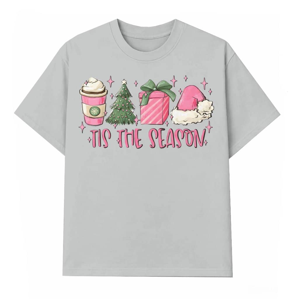 Tis the Season T-shirt – Funny Christmas Gift for Pink Coffee Lover