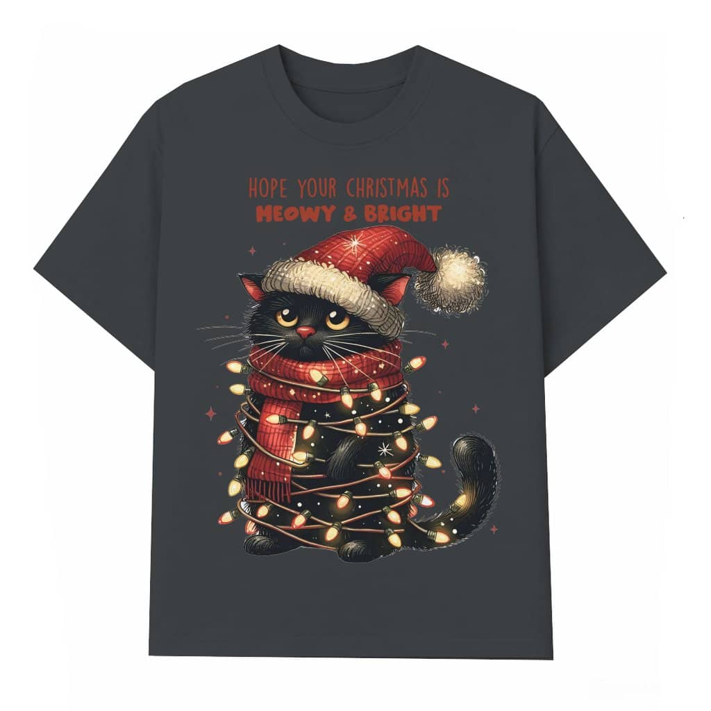 Meowy Christmas Cat T-shirt – Christmas Gift for Cat Lover Funny Cute