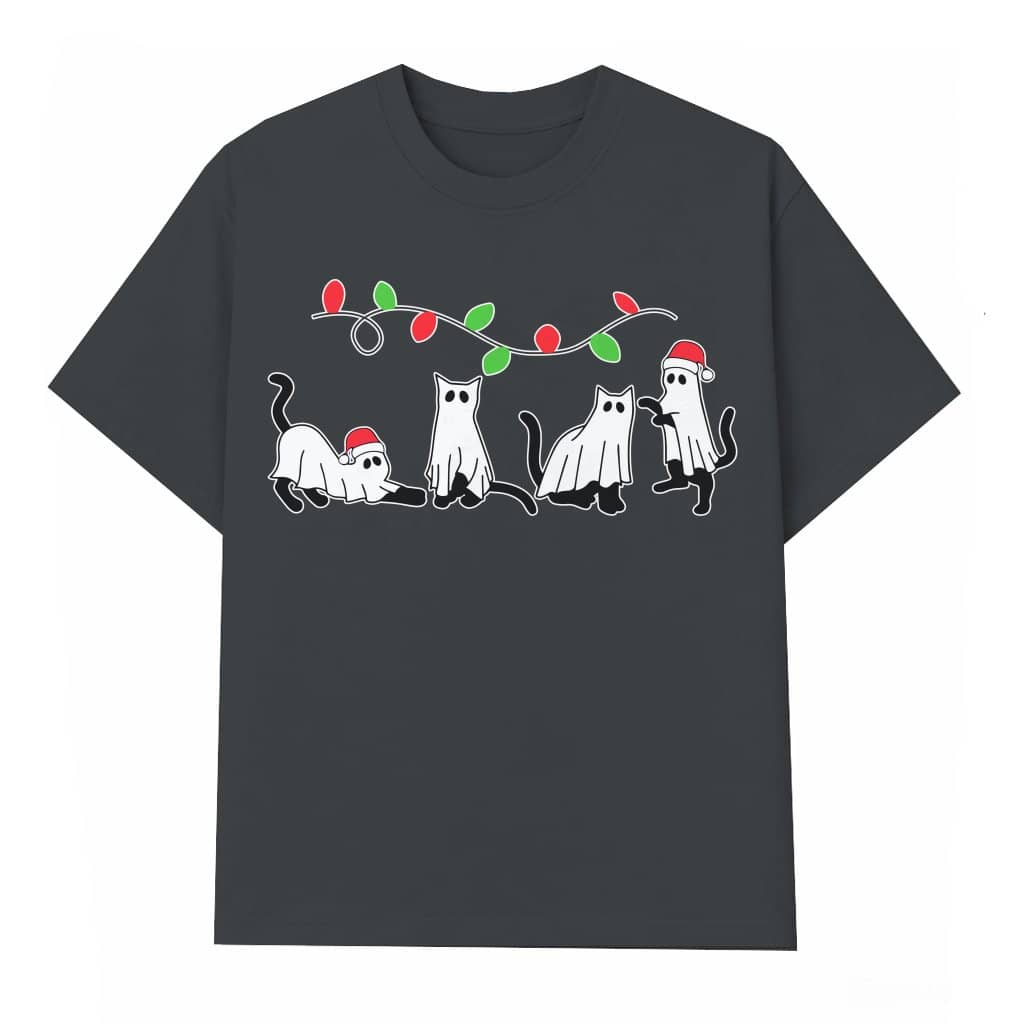 Festive Playful Cat T-shirt – Christmas Gift for Cat Lovers