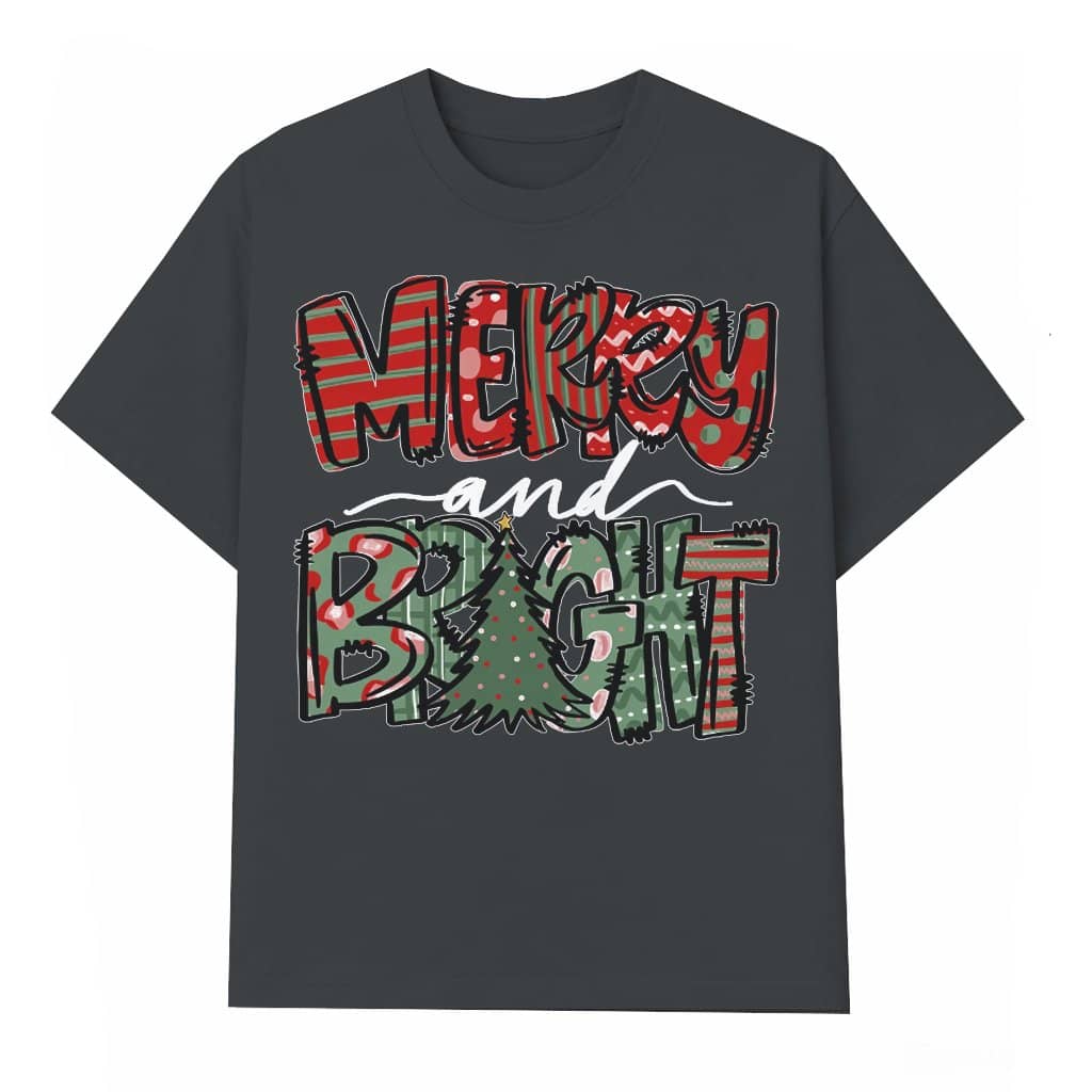 Merry and Bright T-shirt – Christmas Gift for Women Trendy