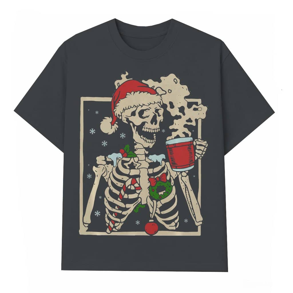 Funny Dead Inside Skeleton Coffee T-shirt – Halloween Christmas Holiday Gift
