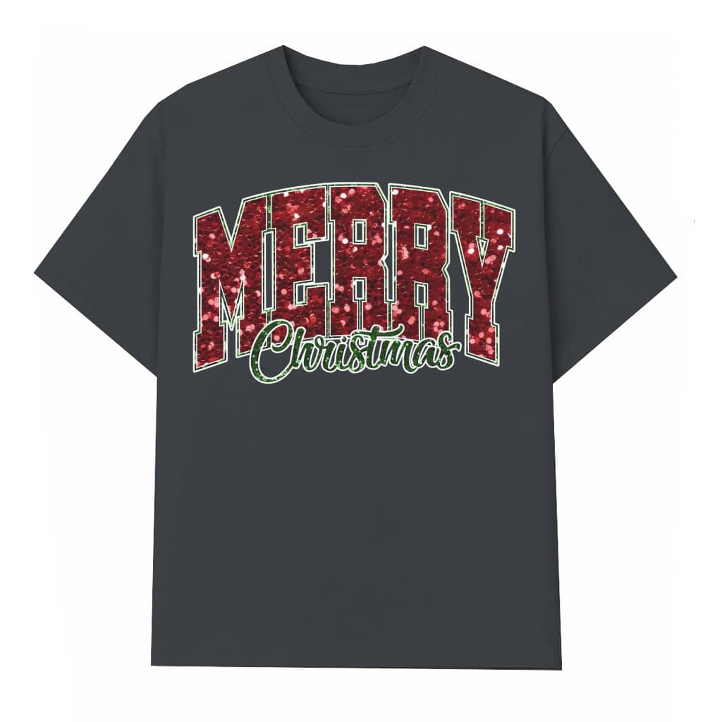 Funny Christmas T-shirt – Holiday Gift for Women Sequin Letter