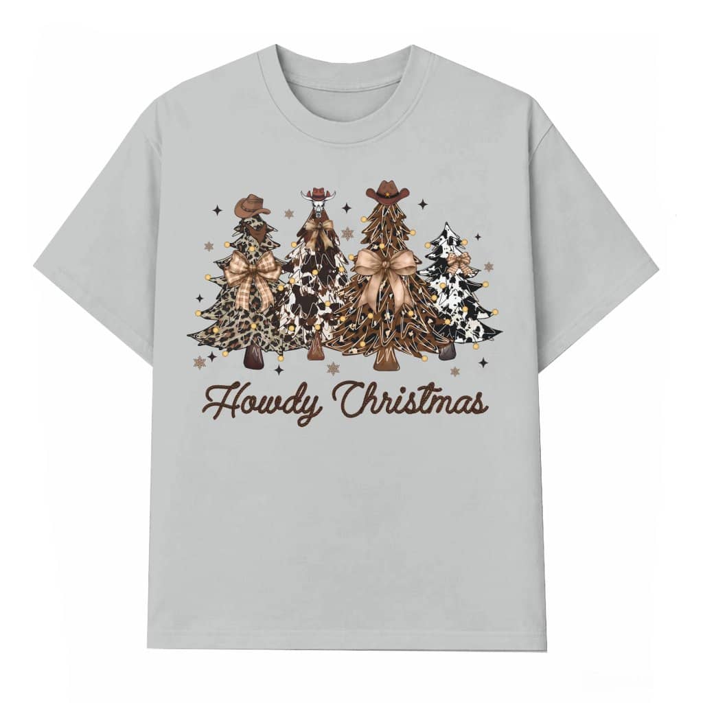 Howdy Western T-shirt – Christmas Gift Retro Cowboy Christmas Tree