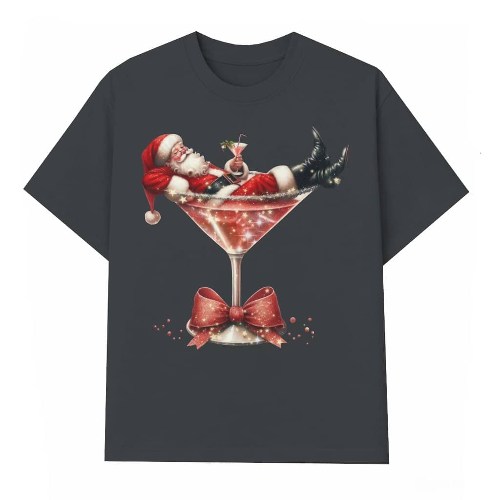 Santa's Hot Mess Martini T-shirt – Christmas Gift for Her Funny