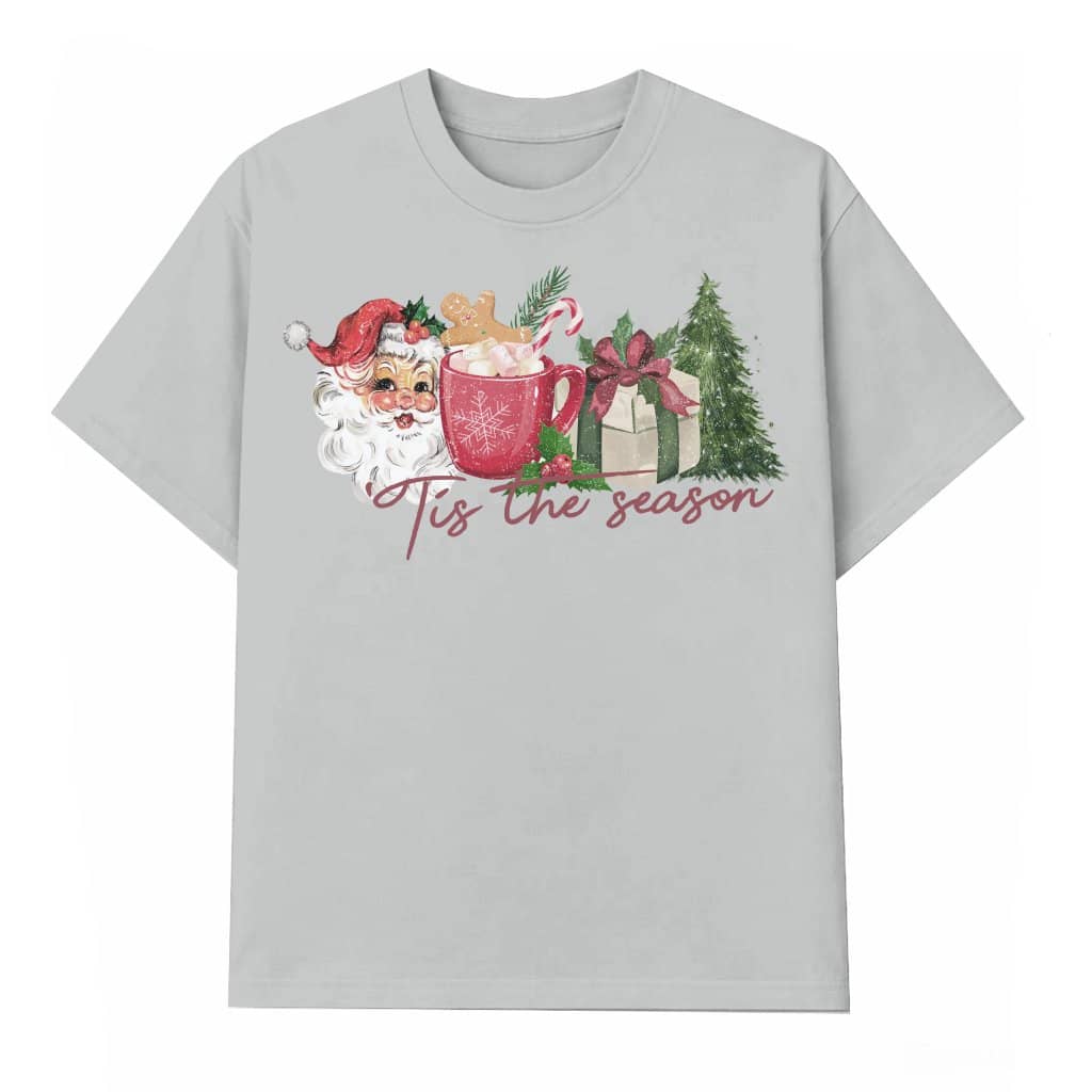 Tis the Season T-shirt Christmas – Retro Santa Tree Holiday Gift
