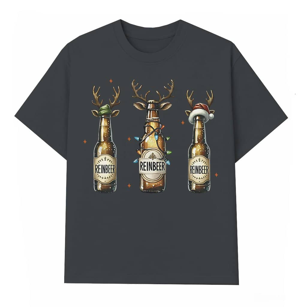 Funny Reinbeer T-shirt – Christmas Gift for Beer Lover Family Matching
