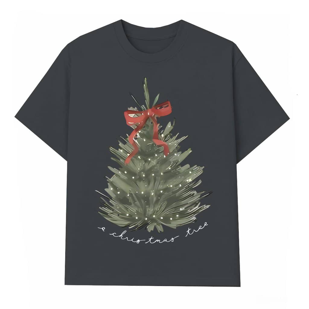 Coquette Bow Christmas Tree T-shirt – Christmas Holiday Gift for Her
