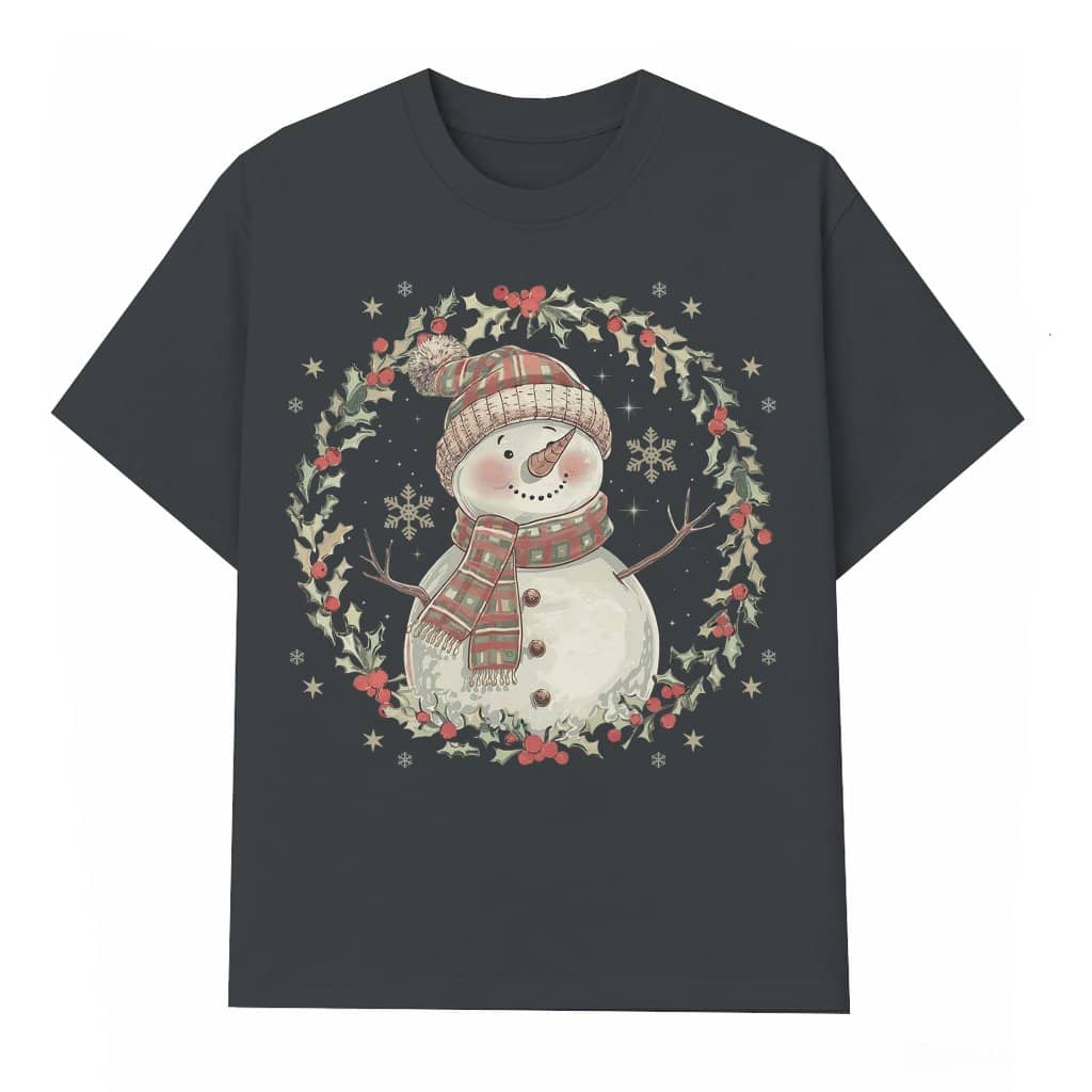 Cute Snowman T-shirt – Christmas Gift for Women Festive Winter