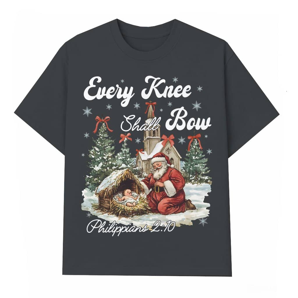 Every Knee Shall Bow T-shirt – Christmas Christian Vintage Gift
