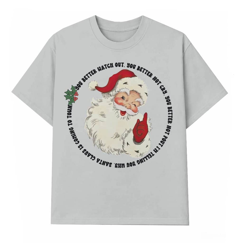 Vintage Retro Santa T-shirt – Christmas Gift for Women