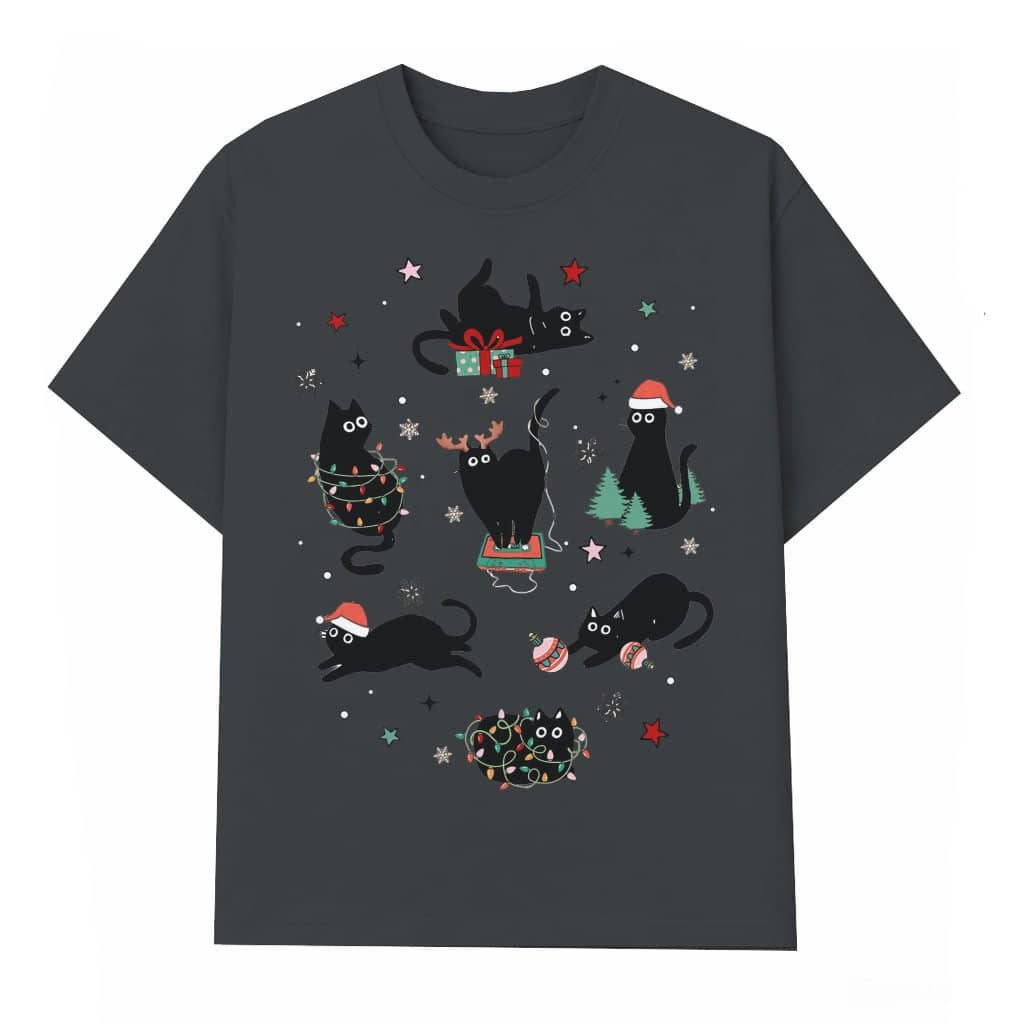 Black Cat T-shirt Christmas – Funny Cute Gift for Cat Lover