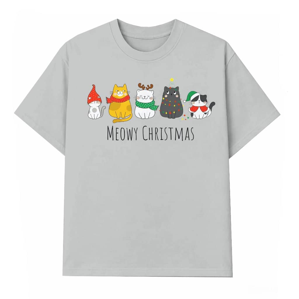 Meowy Christmas T-shirt – Christmas Gift for Cat Lover Funny Cute Cat