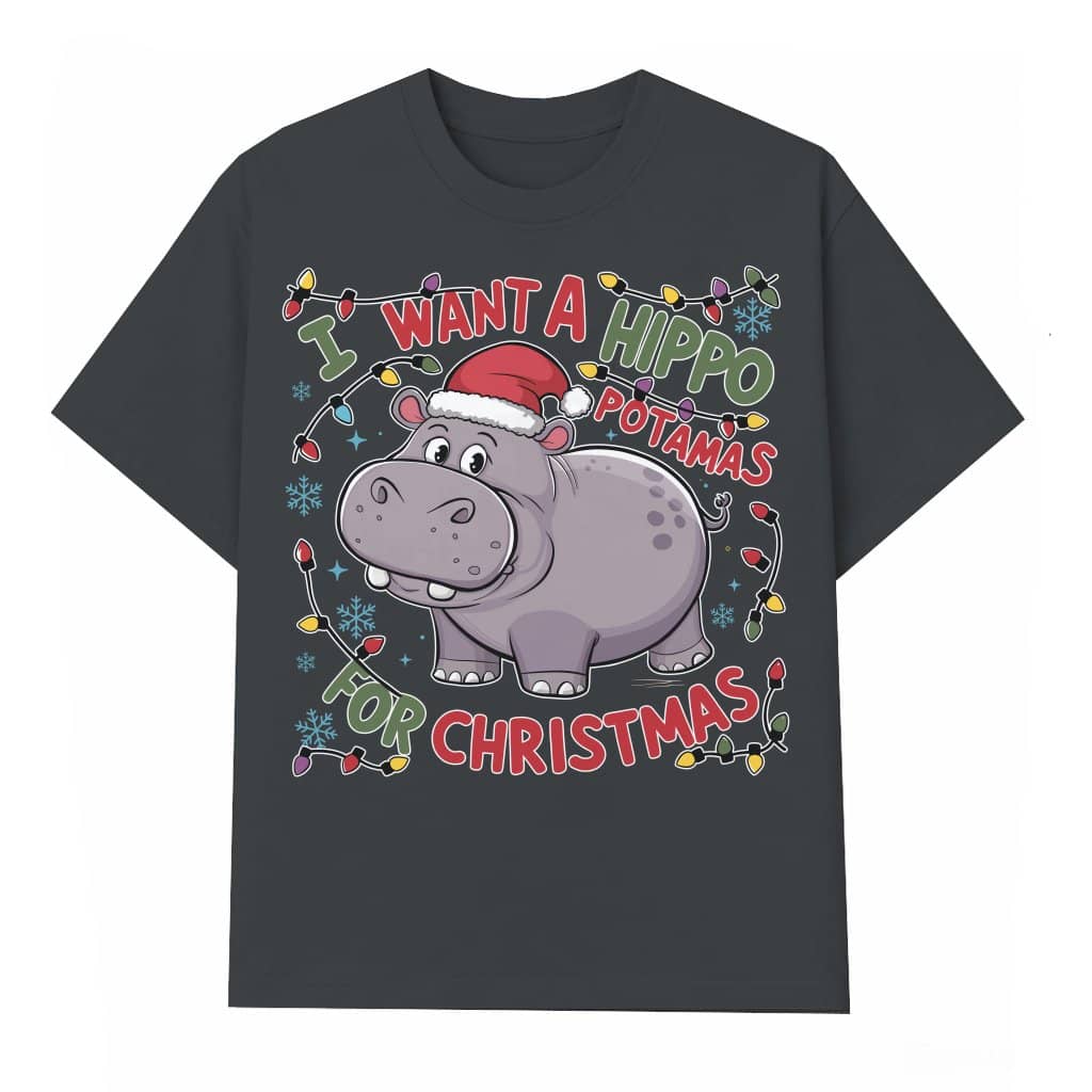 Funny Hippopotamus T-shirt – Christmas Gift Holiday Lights